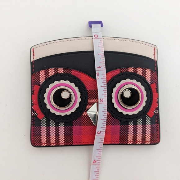 NWT! Kate Spade New York Blinx Owl Plaid Card Holder In Red And Black - Picture 11 of 13